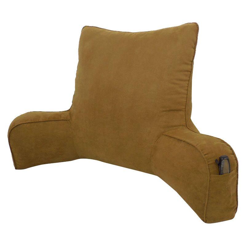 Brown Suede Solid Color Oversized Bed Rest Lounger Support Pillow - Elements By Arlee