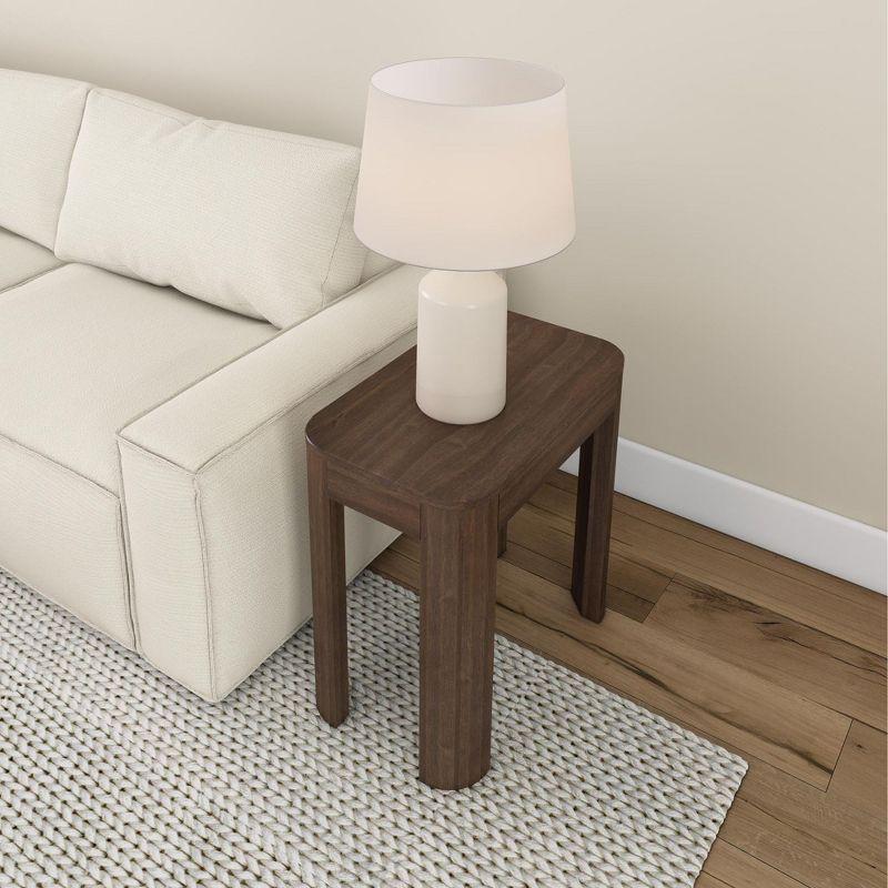 Plank+Beam Solid Wood Side Table, Modern Rounded Edge Slim Side Table for Living Room, 25"