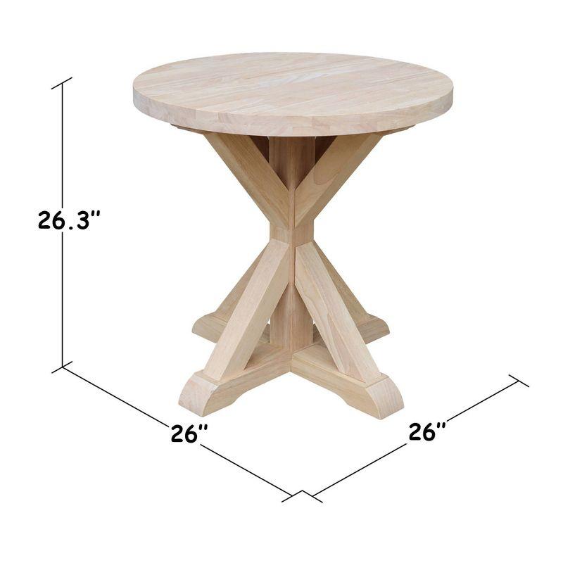 Sierra Round End Table Unfinished - International Concepts: Solid Wood, Parawood, 26" Height