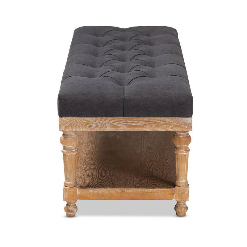 Linda Linen Upholstered Storage Bench with Shelf - Baxton Studio: Bedroom Accent Furniture