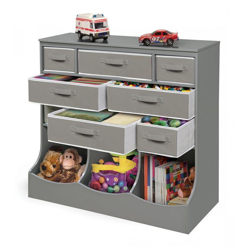 Gray MDF Kids Storage Unit with Baskets and Bins