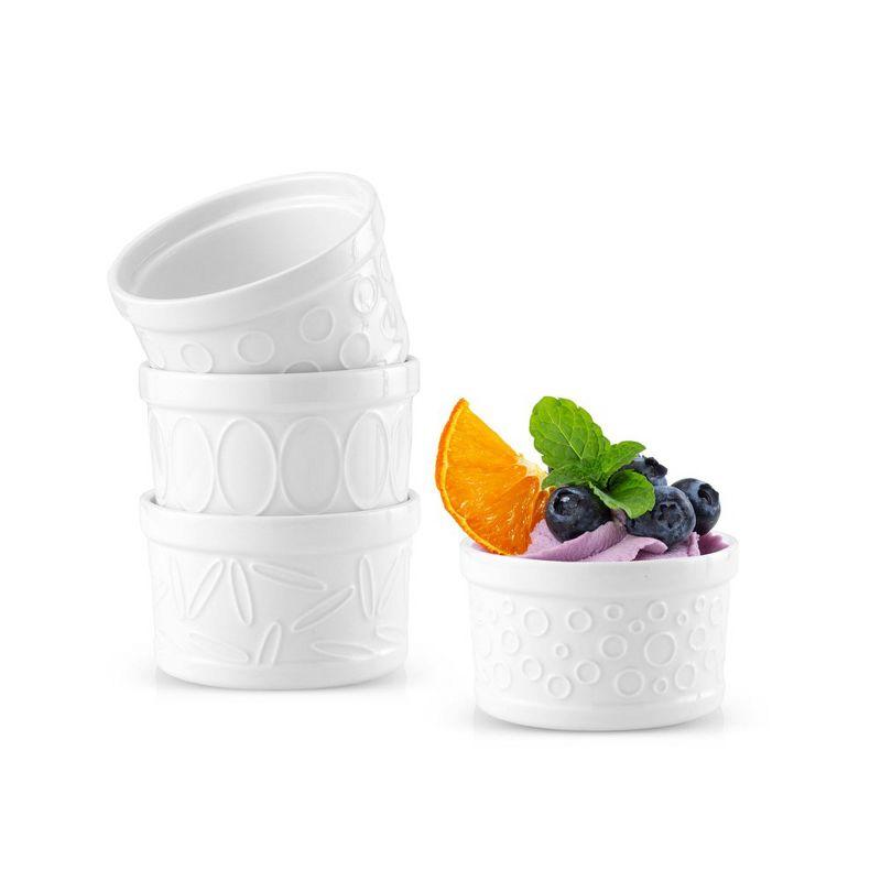 JoyJolt Joyjolt White Embossed Porcelain Ramekins - 6 Oz- Set Of 4 (Set of 4)