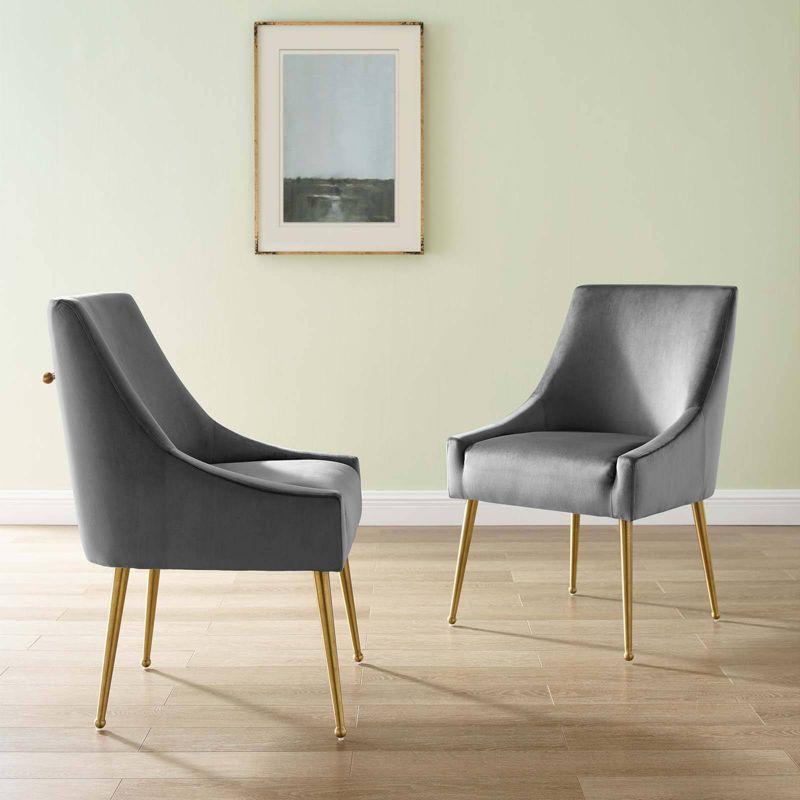 Set of 2 Discern Performance Velvet Dining Chairs with Brushed Gold Legs - Modway