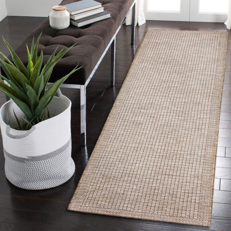 Ivory Basketweave Stripe Flatwoven Synthetic Indoor/Outdoor Rug