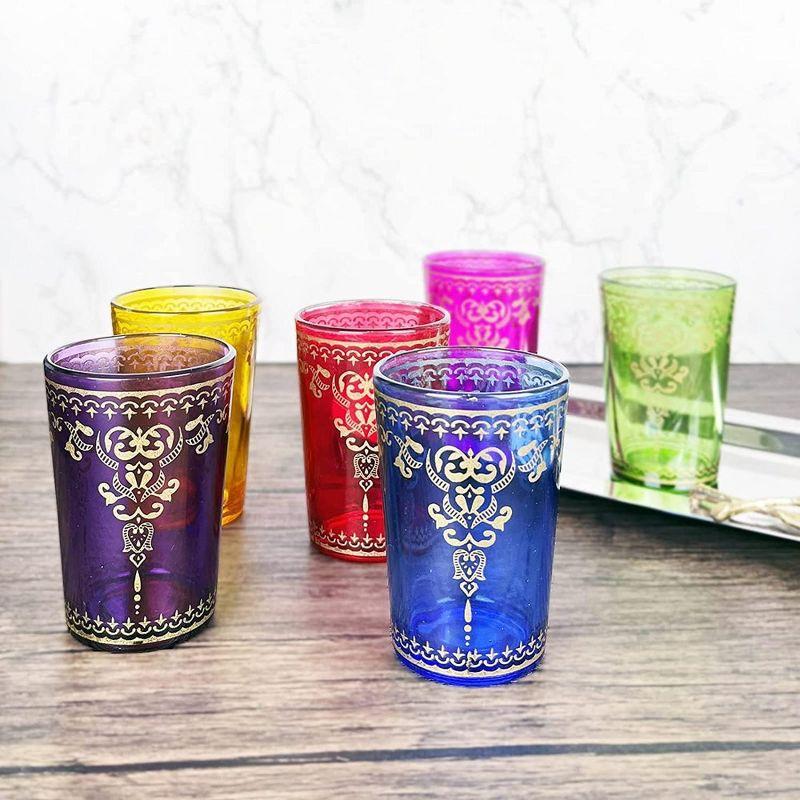 The Wine Savant Moroccan Design Drinking Glasses, Perfect Addition to Home Bar, Unique Style & Decor - 6 pk