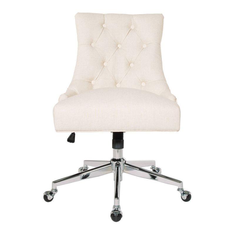 Amelia Office Chair Linen - OSP Home Furnishings: Swivel, Tufted, Adjustable Height, Metal Frame, No Arms