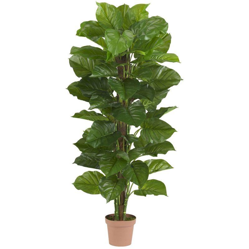 Nearly Natural 63" x 33" Artificial Leaf Philodendron Plant in Pot - Real Touch, Indoor Decor