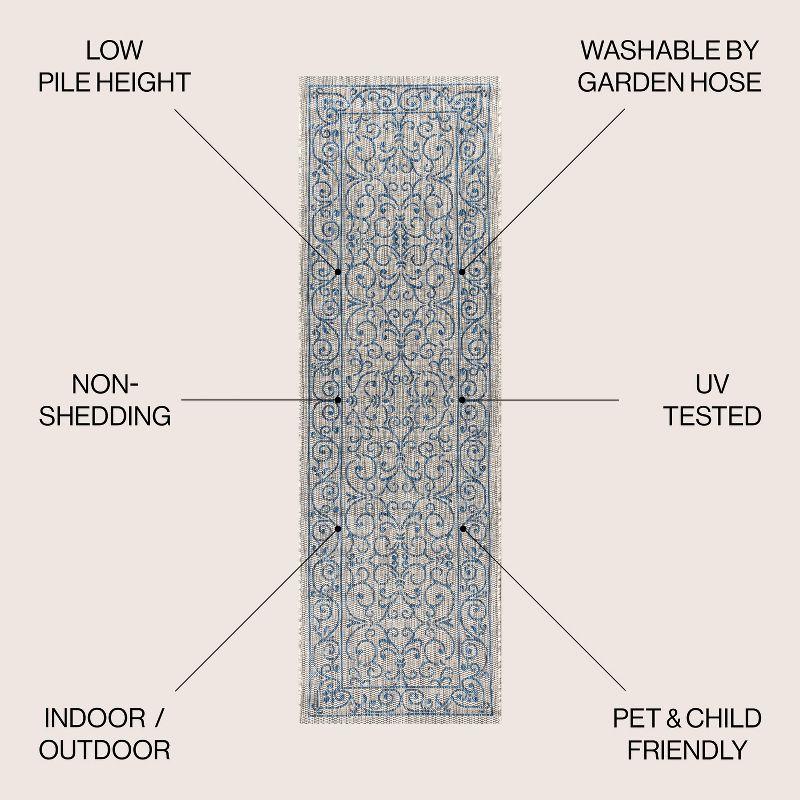 Charleston Vintage Filigree Textured Weave Indoor/Outdoor Area Rug  - JONATHAN Y