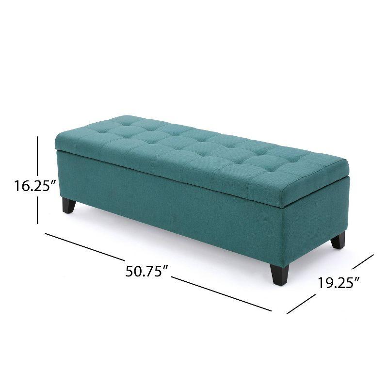 Mission Storage Ottoman - Dark Teal - Christopher Knight Home: Upholstered, Tufted Top, Rectangular Shape