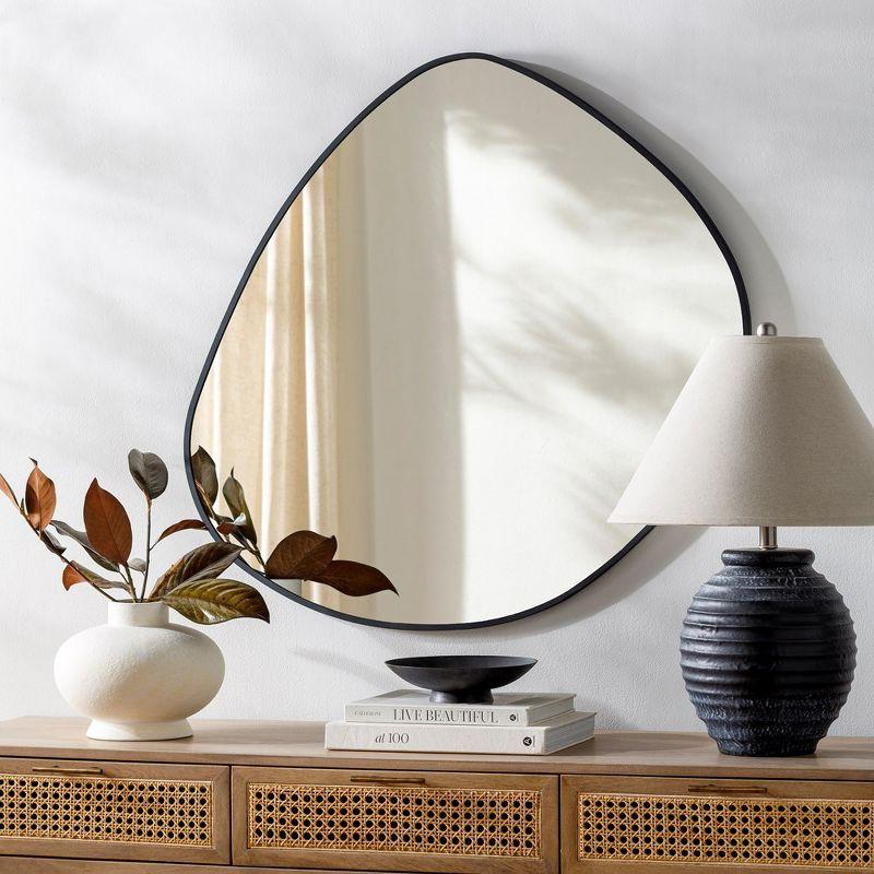 Asymmetrical Black Metal Frame Wall Mirror