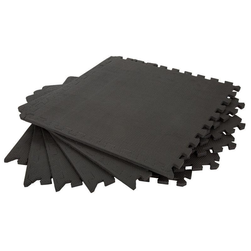 Fleming Supply Interlocking Foam Floor Tiles - 24" x 24", Black, Pack of 6