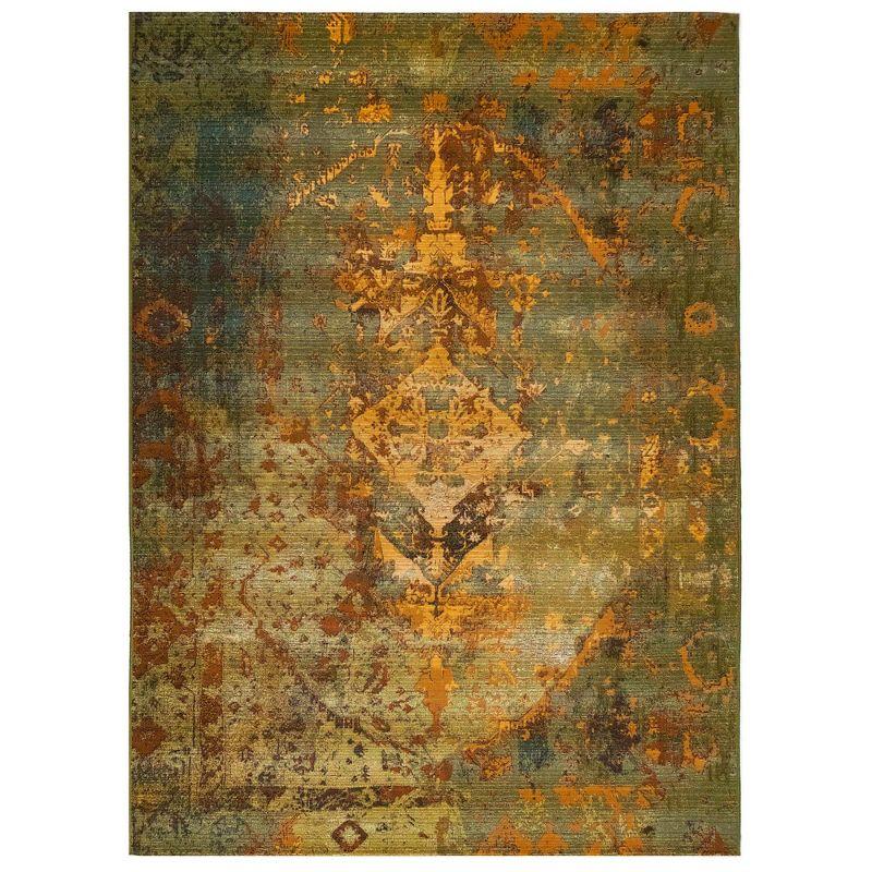 Kermin Green Flat Woven Synthetic Rectangular Rug 7'10" x 9'10"