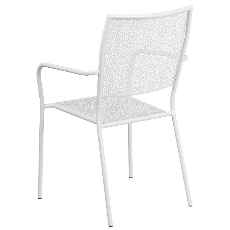 Rain Flower White Steel Stackable Outdoor Dining Chair