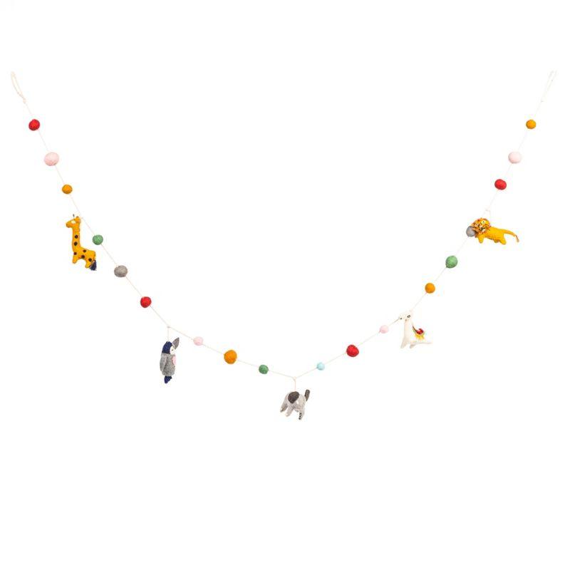 Storied Home Multicolor Wool Felt Animal Shaped Garland