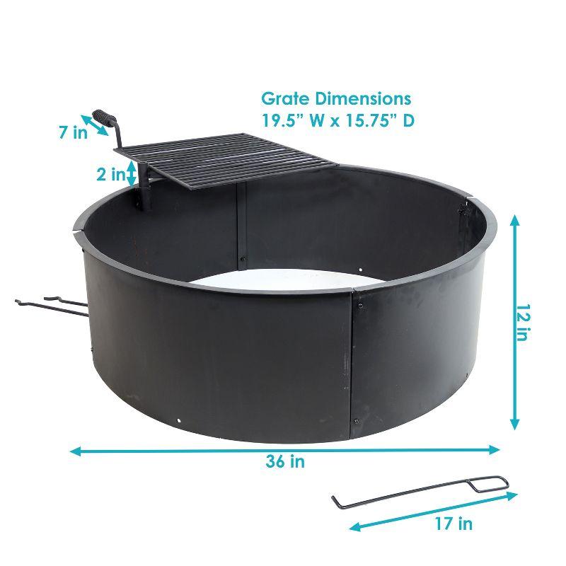 Sunnydaze Outdoor Heavy-Duty Steel Portable Campfire Ring with Cooking Grate and Fire Poker - 36" - Black
