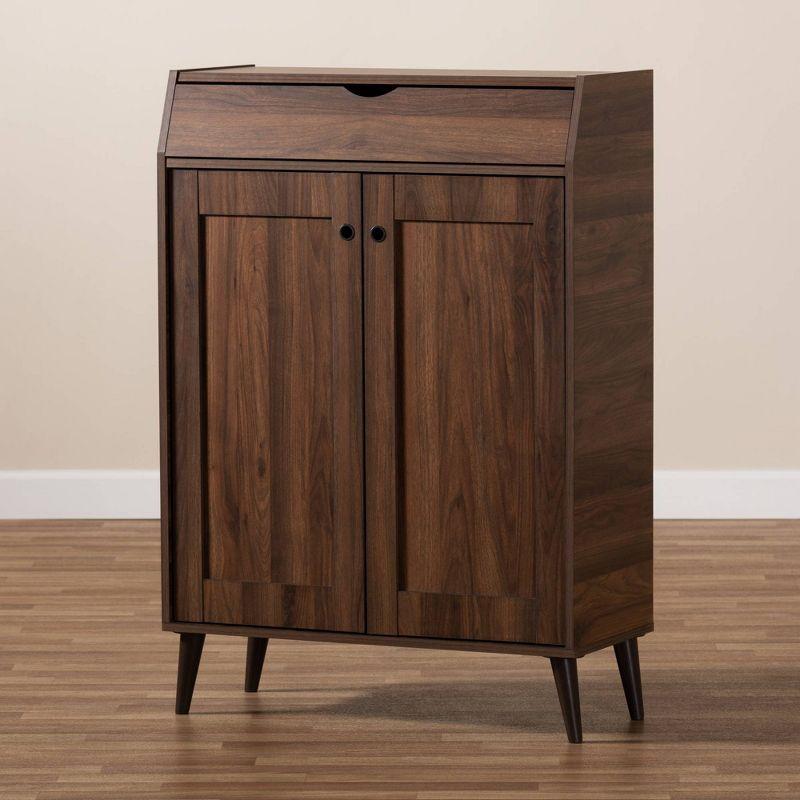 Cormier Walnut Finished 2 Door Wood Entryway Cabinet with Shoe Organizer - Baxton Studio