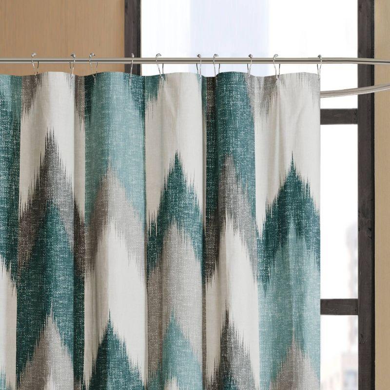 72" Aqua and Gray Chevron Cotton Shower Curtain