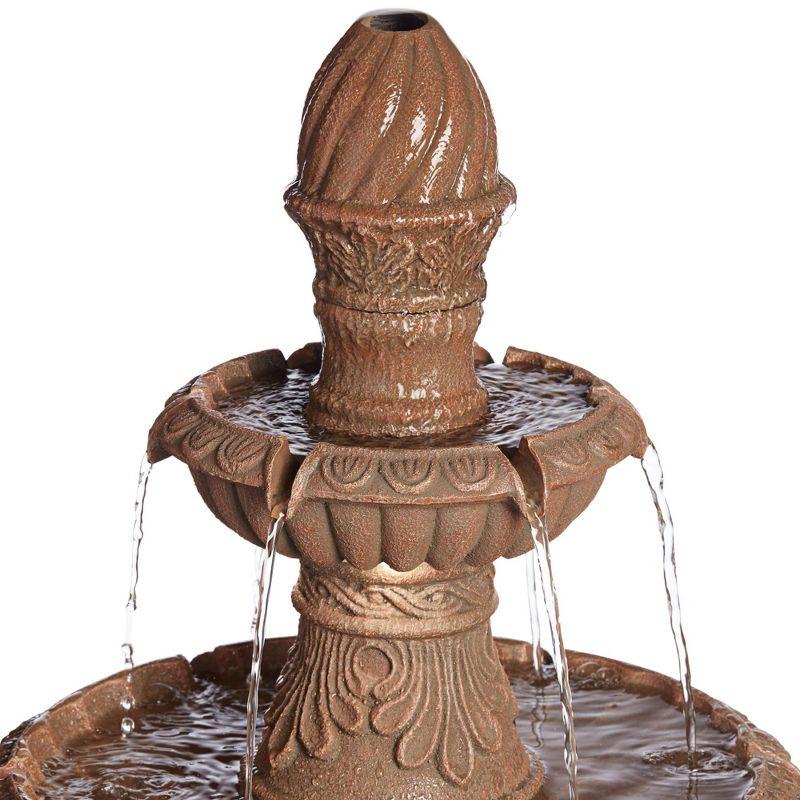 John Timberland European Rustic Outdoor Floor Water Fountain with Light LED 45 3/4" High 3-Tiered for Garden Patio Yard Deck Home