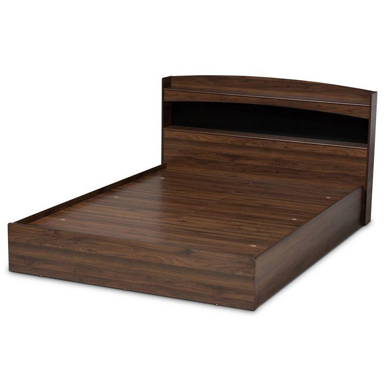 Queen Christopher Wood Platform Bed with Shelves - Baxton Studio: No Box Spring Required, Modern Style