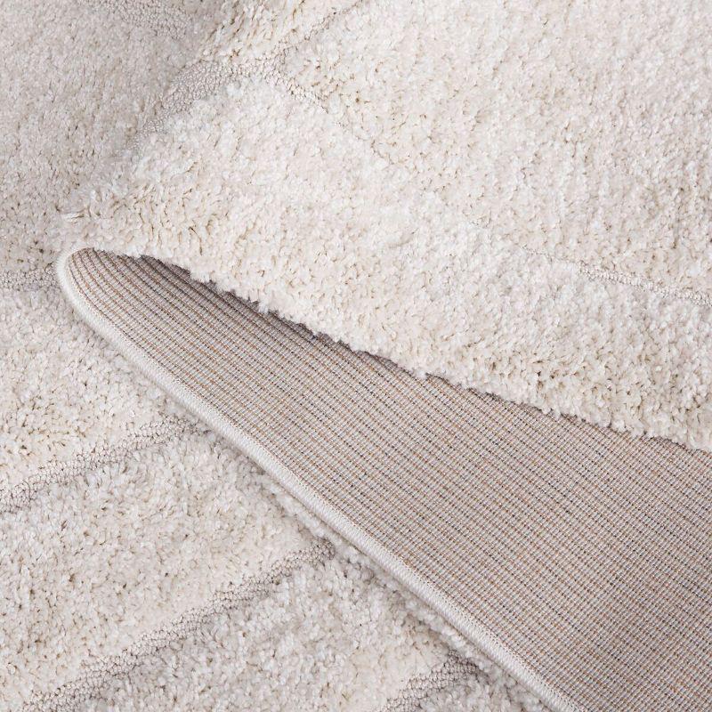 Florida Shag SG471 Power Loomed Indoor Area Rug - Creme/Creme - 5'3"x7'6" - Safavieh