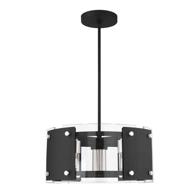 Black and Brushed Nickel Mini Drum Pendant Light