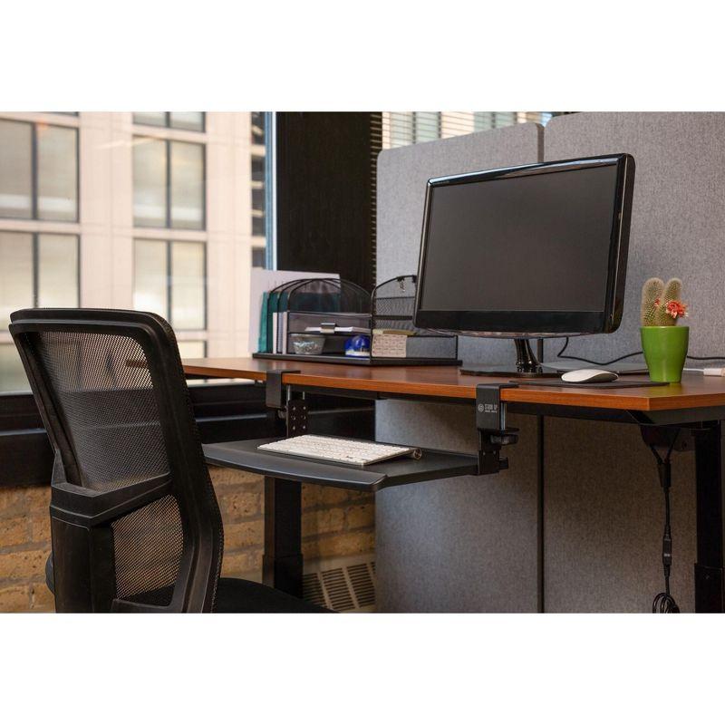 Stand Up Desk Store Clamp-On Retractable Adjustable Keyboard Tray / Under Desk Keyboard Tray | Increase Comfort And Usable Desk Space | For Desks Up To 1.5"