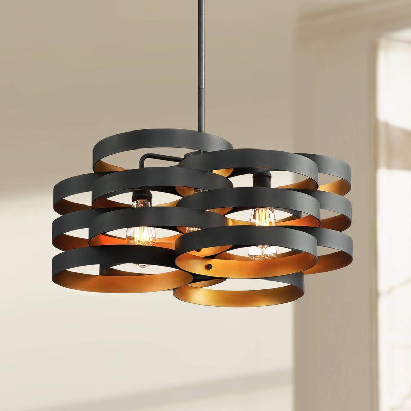 Possini Euro Design Zia Black Gold Chandelier 25 1/2" Wide Modern 6-Light Fixture for Dining Room House Foyer Kitchen Island Entryway Bedroom Home