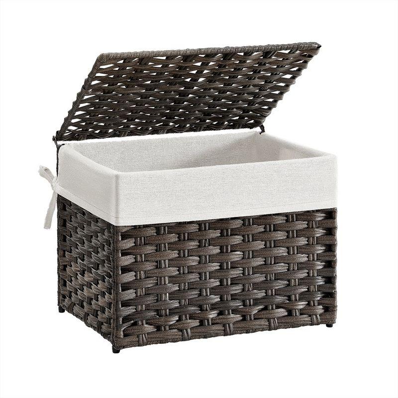 SONGMICS Storage Basket with Lid, 9.2 Gallon (35L) Storage Bin, Removable Liner, Metal Frame, for Bedroom, Laundry Room, Brown