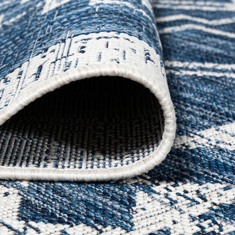 3'x5' Marokko Diamond  Medallion Indoor/Outdoor Area Rug, Blue/Ivory - JONATHAN Y