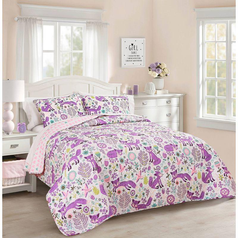 Lush Decor Microfiber Reversible Traditional 4 Piece Quilt Set
