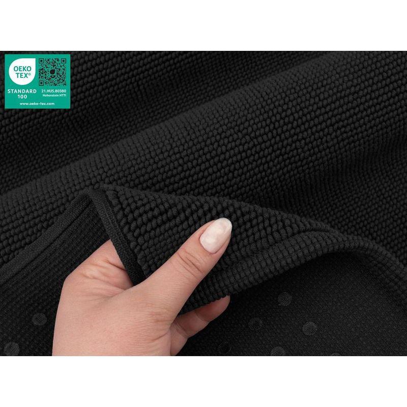 American Soft Linen 100% Cotton Bath Mat Rugs, 20x34 inches Slip Resistant Bottom Base Bath Mats for Bathroom, Black