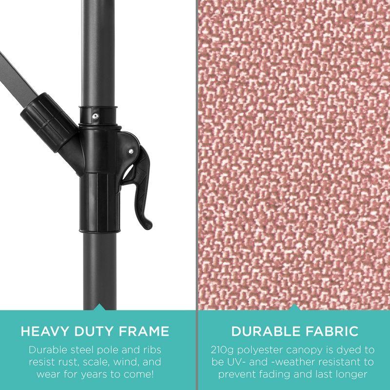 Best Choice Products 10ft Offset Hanging Outdoor Market Patio Umbrella w/ Easy Tilt Adjustment - Rose Quartz