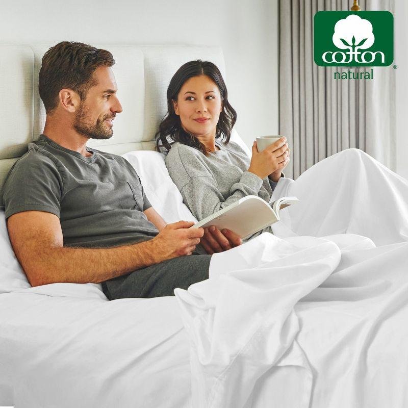 400 Thread Count 100% Cotton Fitted Sheet - California Design Den - Indigo Dusty Blue, Twin