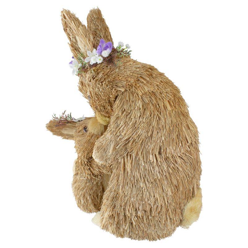 Northlight Seasonal 12" Brown Mommy And Baby Bunny Sisal Easter Figure