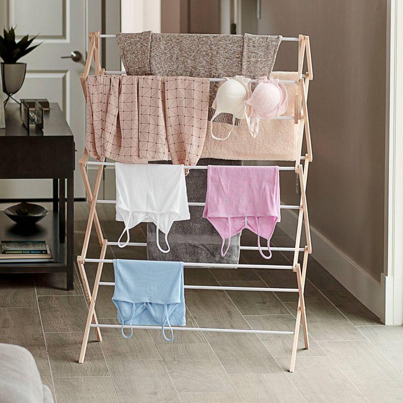 Oversized Folding Wood Drying Rack with Vinyl Dowels