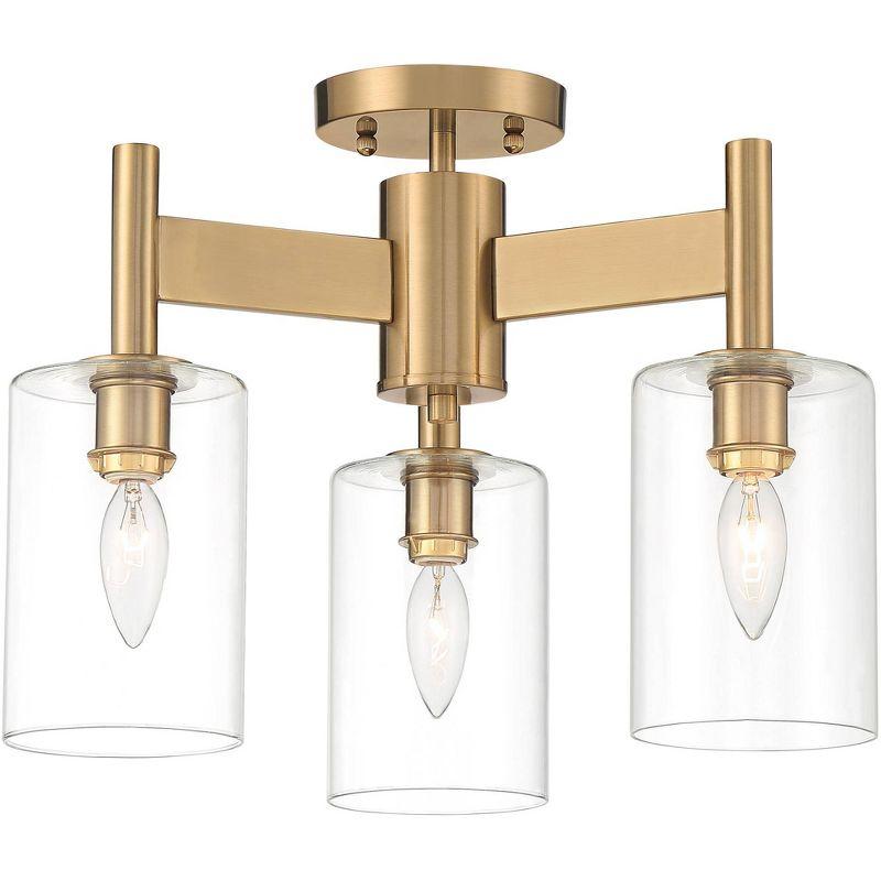 Possini Euro Design Lantico Modern Ceiling Light Semi Flush Mount Fixture 17" Wide Gold 3-Light Clear Glass for Bedroom Kitchen Living Room Hallway