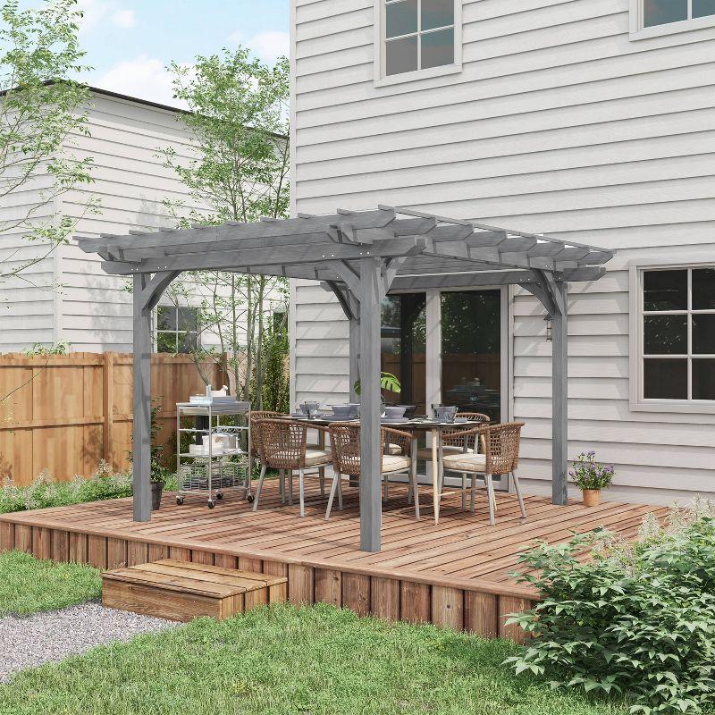 Outsunny 12 Ft. W x 10 Ft. D Solid Wood Pergola