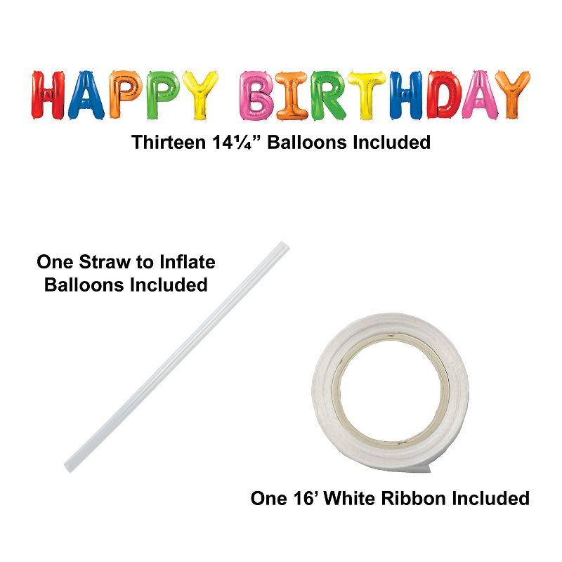 Beistle Happy Birthday Balloon Streamer, 14.25" x 12', (2/Pkg) Multicolored