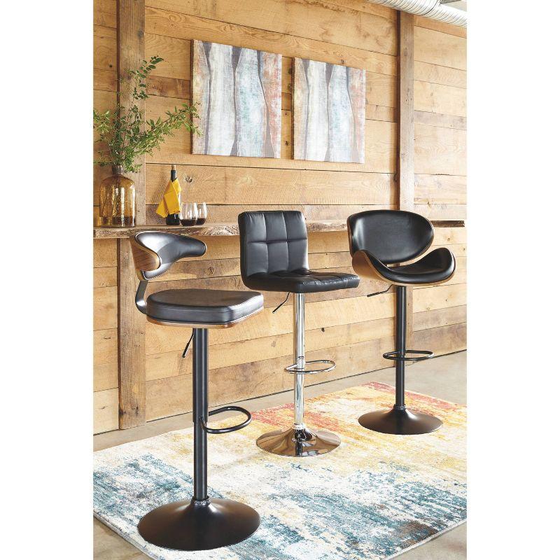 Tall Bellatier Adjustable Height Barstool Black - Signature Design by Ashley: Swivel, Low Back, Metal Frame