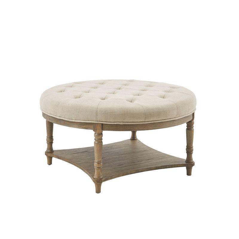 Martha Stewart Cedric Tufted Round Ottoman with Storage