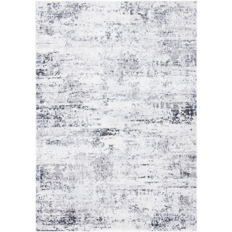 Ivory and Grey Abstract 4' x 6' Synthetic Area Rug