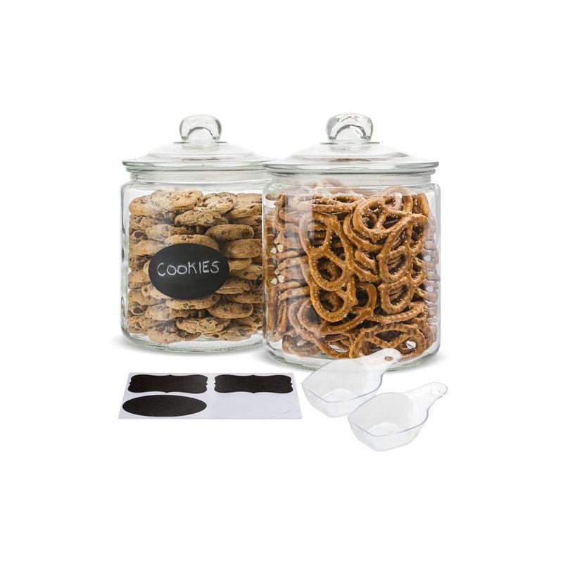 Glass Storage Jars with Chalk and Labels, 1 Gallon, Set of 2