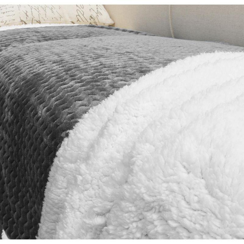 Gray Reversible Sherpa Fleece Throw Blanket 50x60 Inches