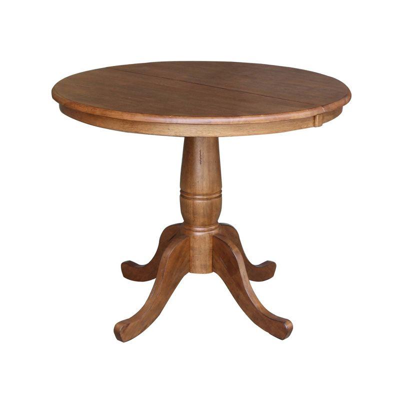 Elegant Round Oak Extendable Dining Table with Drop Leaf