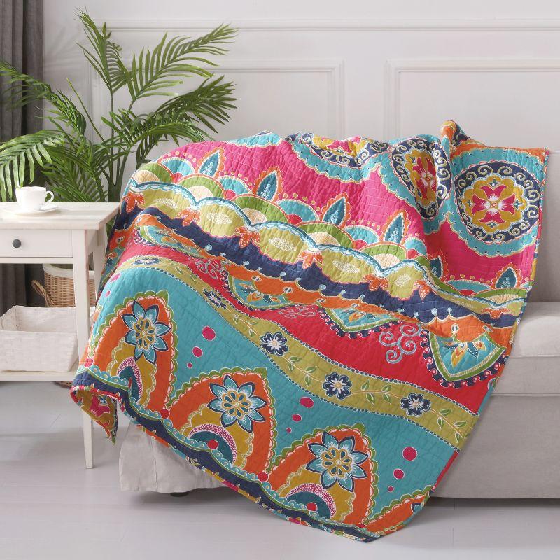 Amelie Multicolor Cotton Quilted Reversible Throw