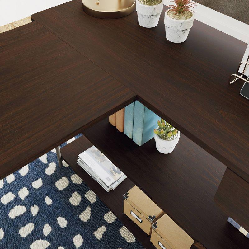 Radial L Shape Desk Umber Wood - Sauder