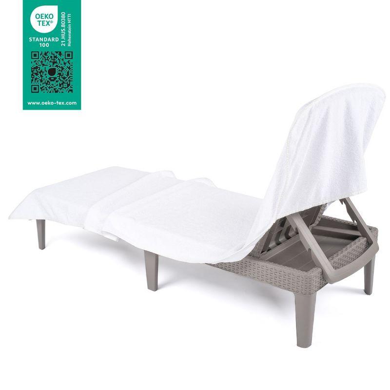 American Soft Linen Chaise Lounge Covers with Pocket, 86"x32" Oversized Pool Chair Lounge Towel, White