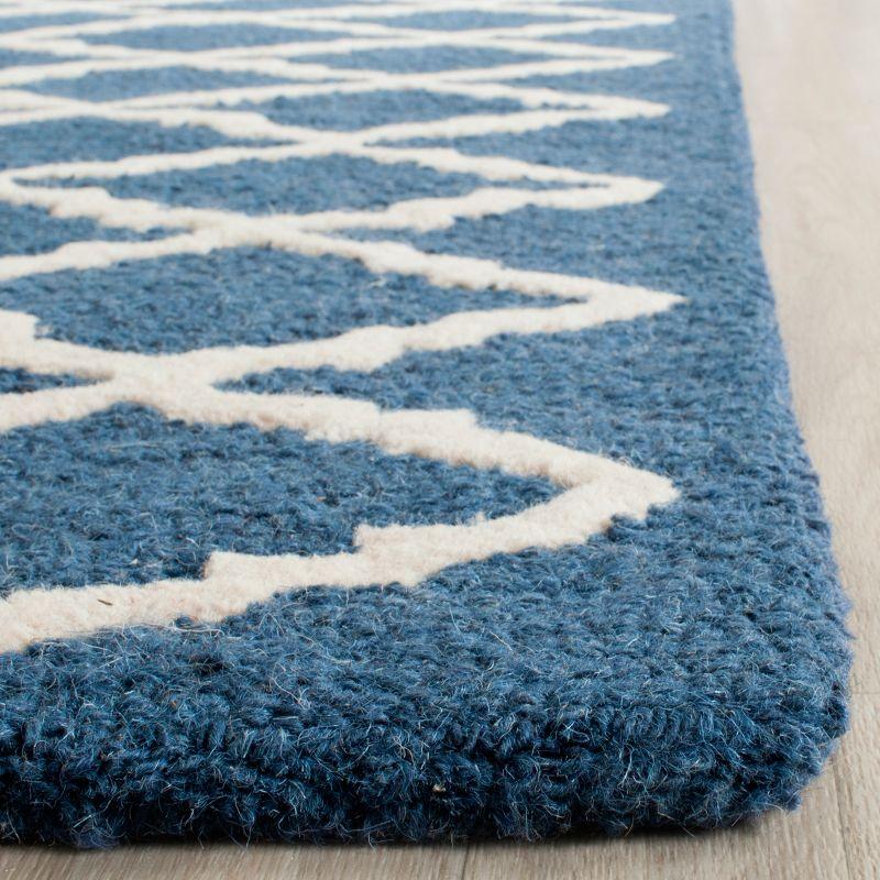 Navy and Ivory Hand-Tufted Wool Runner Rug - 30x10