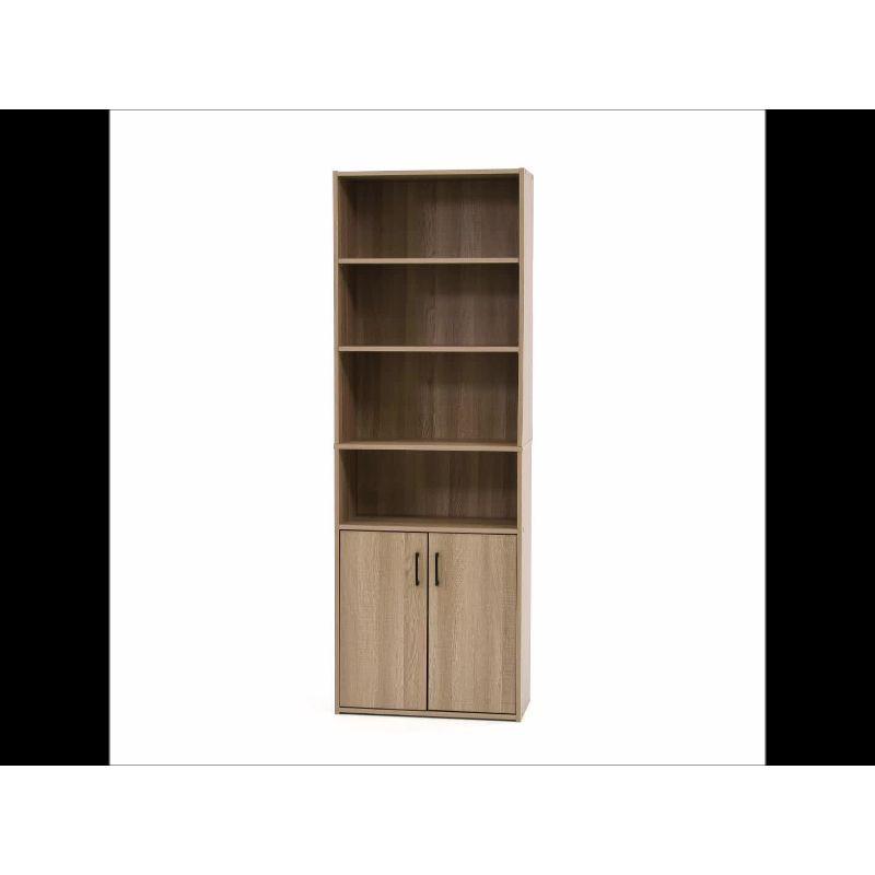 71" Beginnings Bookcase with Doors Light Brown - Sauder: Mid-Century Modern, Adjustable Storage