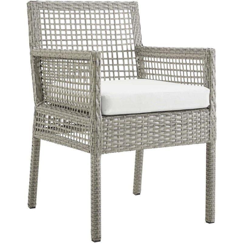 Modway Aura Outdoor Patio Wicker Rattan Dining Armchair - Gray White
